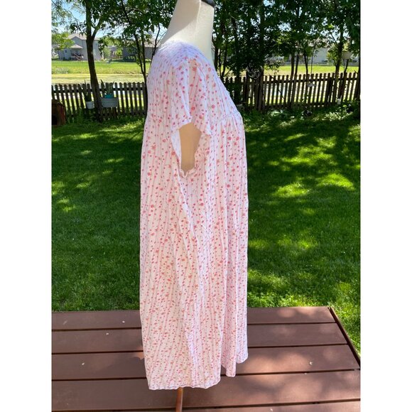 Vintage-Inspired Pink Floral Cotton Nightgown 3X Villager Woman By Liz Claiborne - Picture 6 of 7